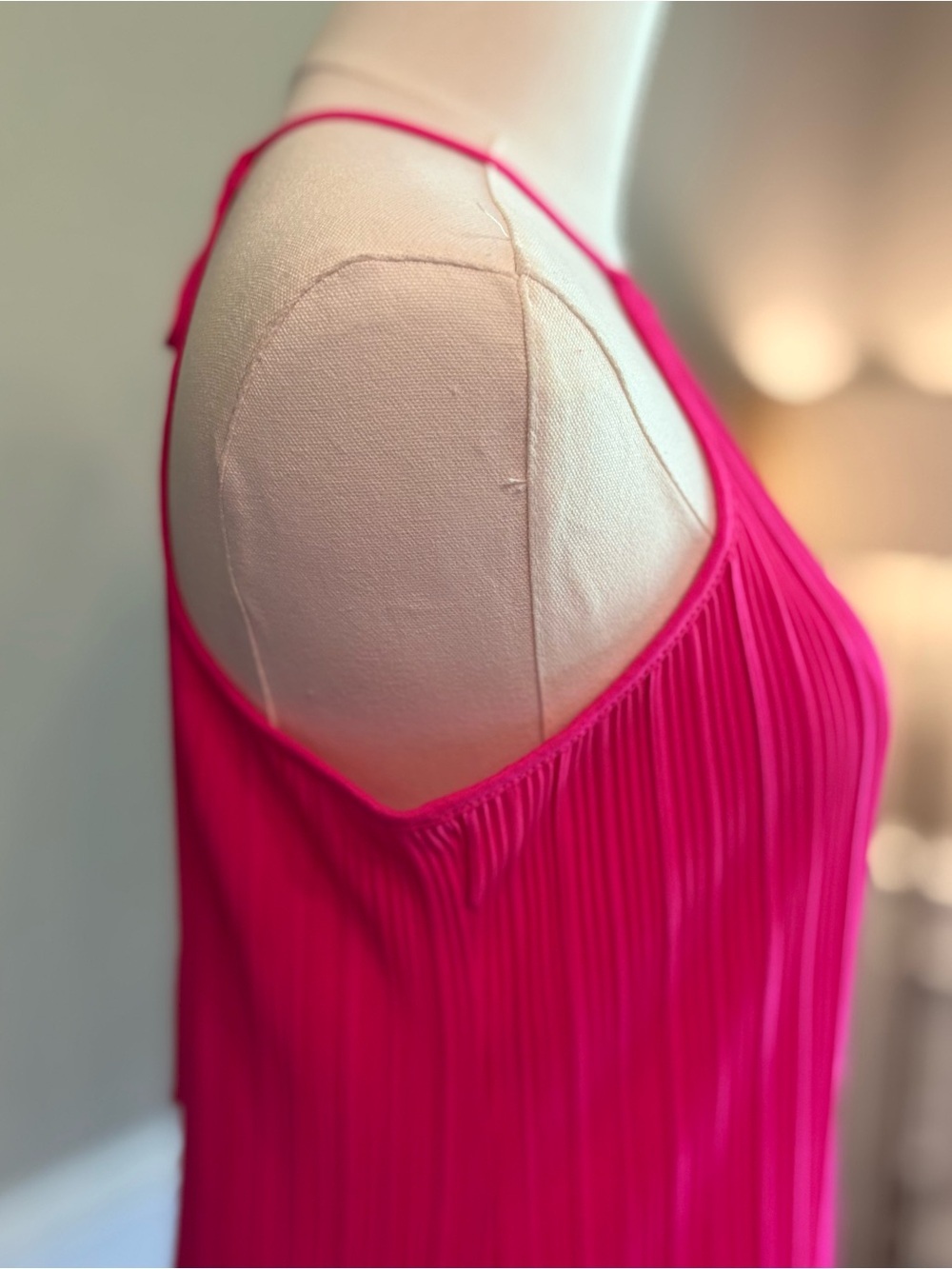 a new day Hot Pink Halter Pleated Midi Dress Sz XS - Picture 4 of 7